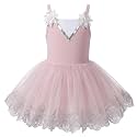ODASDO Ballet Leotard For Girls Camisole Tutu Skirts Shiny Sequin Flower Embroidery Dance Dress Gymnastics Bodysuit Outfit