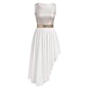 ODASDO Women's Asymmetrical Overlays Dresses Metallic Color Block Praise Lyrical Dance Dress Tunic Irregular Hem Dancewear
