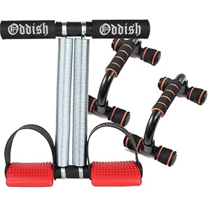 oddish way to fitness double spring tummy trimmer amp push up bar combo core amp upper body workout with heavy duty dual spring redblack standard size red