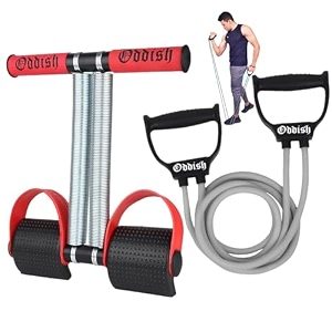 oddish way to fitness double spring tummy trimmer with resistance tube combo pack  heavy-duty home gym equipment for men amp women  ab exerciser waist reducer body toner fat booster