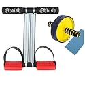 ODDISH Way to Fitness Double Spring Tummy Trimmer for Men &amp; Women Abdominal Ab Wheels Waist Reducer Equipment Body Fitness Workout Combo Kit for Home Gym Portable &amp; Heavy Duty Exercise Machine Red