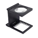 oddpod™ 10x Hands-Free Mini Folding Magnifying Loupe & Zinc Alloy Linen Tester Pick Glass with Scale for Textile/Jewellery/Thread Counting etc.