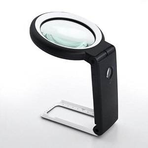 oddpod 18 led 5x magnifying glass with foldable stand with warm amp cold light settingshigh-precision handheld and desktop magnifier for reading crafts seniors amp hobby use
