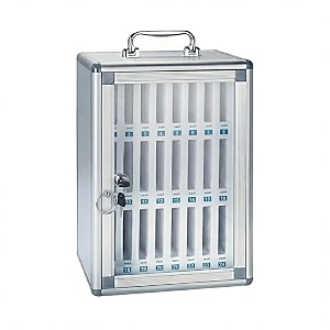 oddpod 24-slot medium aluminum alloy storage box for mobile phones with pocket amp transparent doortable top amp wall mount safe locker cabinet for cell phones for office classroom gym