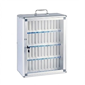 oddpod 48-slot x-large aluminum alloy storage box for mobile phones with pocket amp transparent doortable top amp wall mount safe locker cabinet for cell phones for office classroom amp gym