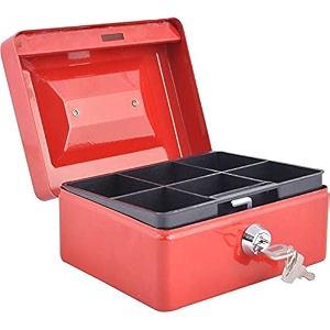 oddpod dl metal cash box amp jewelry safe locker with plastic coin tray amp key lock - small red