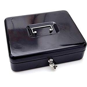 oddpod dl metal cash box amp jewelry safe locker with plastic coin tray amp key lock - small black