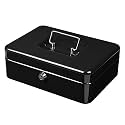 oddpod™ DL Metal Cash Box & Jewelry Safe Locker with Plastic Coin Tray & Key Lock - Large (Black)