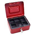 oddpod™ DL Metal Cash Box &amp; Jewelry Safe Locker with Plastic Coin Tray &amp; Key Lock - Medium (Red)