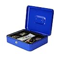 oddpod™ DL Metal Cash Box &amp; Jewelry Safe Locker with Plastic Coin Tray &amp; Key Lock - X-Large (Blue)