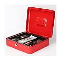 oddpod™ DL Metal Cash Box &amp; Jewelry Safe Locker with Plastic Coin Tray &amp; Key Lock - X-Large (Red)