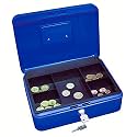 oddpod™ DL Metal Cash Box &amp; Jewelry Safe Locker with Plastic Coin Tray &amp; Key Lock - Large (Blue)