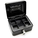oddpod™ DL Metal Cash Box &amp; Jewelry Safe Locker with Plastic Coin Tray &amp; Key Lock - Medium (Black)