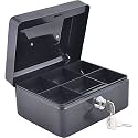 oddpod™ DL Metal Cash Box &amp; Jewelry Safe Locker with Plastic Coin Tray &amp; Key Lock - Small (Black)