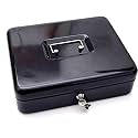 oddpod™ DL Metal Cash Box &amp; Jewelry Safe Locker with Plastic Coin Tray &amp; Key Lock - Small (Black)