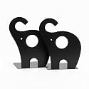 oddpod™ Elephant Metal Bookends for Office Decor/Book Shelf/Living Room/Home Décor 1352 8.5" - Black