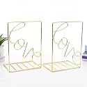 oddpod™ Gold Love Decorative Metal Bookends/Non-Slip Desktop Book Shelf Organiser for Office Decor, Home, Living Room, School &amp; Library (Set of 2)