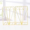 oddpod™ Gold Diamond Decorative Metal Bookends/Non-Slip Desktop Book Shelf Organiser for Office Decor, Home, Living Room, School &amp; Library (Set of 2)