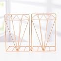 oddpod™ Rose Gold Diamond Decorative Metal Bookends/Non-Slip Desktop Book Shelf Organiser for Office Decor, Home, Living Room, School &amp; Library (Set of 2)