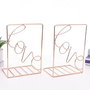 oddpod rose gold cactus decorative metal bookendsnon-slip desktop book shelf organiser for office decor home living room school amp library set of 2