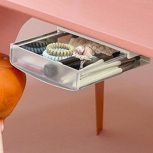 oddpod under desk attachable hidden plastic drawer amp self-adhesive diy secret desk organiserslide out storage tray for home amp office - large white