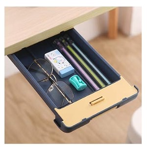 oddpod under the table hidden drawerplastic desk organiser for home and office - blue stationery