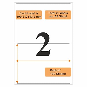 oddy a4 self adhesive paper label stickers for laser amp inkjet printers - 2 labels per sheet - pack of 100 sheets - for shipping address folders industrial use