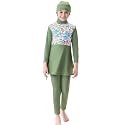 ODIZLI Girls Muslim Hijab Rash Guard Swimsuit