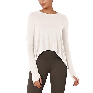 ODODOS Soft Modal Long Sleeve Crop Top