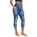 ODODOS Women's High Waisted Yoga Capris with Pockets, Tummy Control Non See Through Workout Athletic Running Capri Leggings