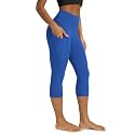 ODODOS Women's High Waisted Yoga Capris with Pockets, Tummy Control Non See Through Workout Athletic Running Capri Leggings