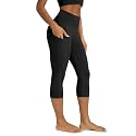 ODODOS Women's High Waisted Yoga Capris with Pockets, Tummy Control Non See Through Workout Athletic Running Capri Leggings