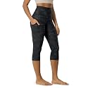 ODODOS Women's High Waisted Yoga Capris with Pockets, Tummy Control Non See Through Workout Athletic Running Capri Leggings