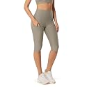 ODODOS Women's High Waisted Yoga Capris with Pockets, Tummy Control Non See Through Workout Athletic Running Capri Leggings