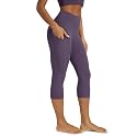 ODODOS Women's High Waisted Yoga Capris with Pockets, Tummy Control Non See Through Workout Athletic Running Capri Leggings