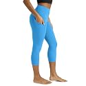 ODODOS Women's High Waisted Yoga Capris with Pockets, Tummy Control Non See Through Workout Athletic Running Capri Leggings