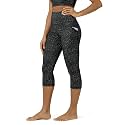 ODODOS Women's High Waisted Yoga Capris with Pockets, Tummy Control Non See Through Workout Athletic Running Capri Leggings