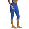 ODODOS Women's High Waisted Yoga Capris with Pockets, Tummy Control Non See Through Workout Athletic Running Capri Leggings