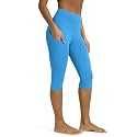 ODODOS Women's High Waisted Yoga Capris with Pockets, Tummy Control Non See Through Workout Athletic Running Capri Leggings