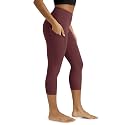 ODODOS Women's High Waisted Yoga Capris with Pockets, Tummy Control Non See Through Workout Athletic Running Capri Leggings