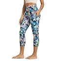 ODODOS Women's High Waisted Yoga Capris with Pockets, Tummy Control Non See Through Workout Athletic Running Capri Leggings