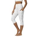 ODODOS Women's High Waisted Yoga Capris with Pockets, Tummy Control Non See Through Workout Athletic Running Capri Leggings