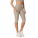 ODODOS Women's High Waisted Yoga Capris with Pockets, Tummy Control Non See Through Workout Athletic Running Capri Leggings