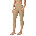 ODODOS Women's High Waisted Yoga Capris with Pockets, Tummy Control Non See Through Workout Athletic Running Capri Leggings