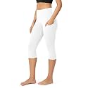 ODODOS Women's High Waisted Yoga Capris with Pockets, Tummy Control Non See Through Workout Athletic Running Capri Leggings