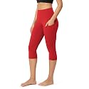 ODODOS Women's High Waisted Yoga Capris with Pockets, Tummy Control Non See Through Workout Athletic Running Capri Leggings