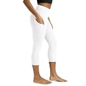 ODODOS Women's High Waisted Yoga Capris with Pockets, Tummy Control Non See Through Workout Athletic Running Capri Leggings