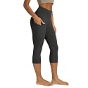 ODODOS Women's High Waisted Yoga Capris with Pockets, Tummy Control Non See Through Workout Athletic Running Capri Leggings