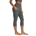 ODODOS Women's High Waisted Yoga Capris with Pockets, Tummy Control Non See Through Workout Athletic Running Capri Leggings