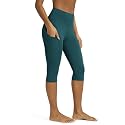 ODODOS Women's High Waisted Yoga Capris with Pockets, Tummy Control Non See Through Workout Athletic Running Capri Leggings